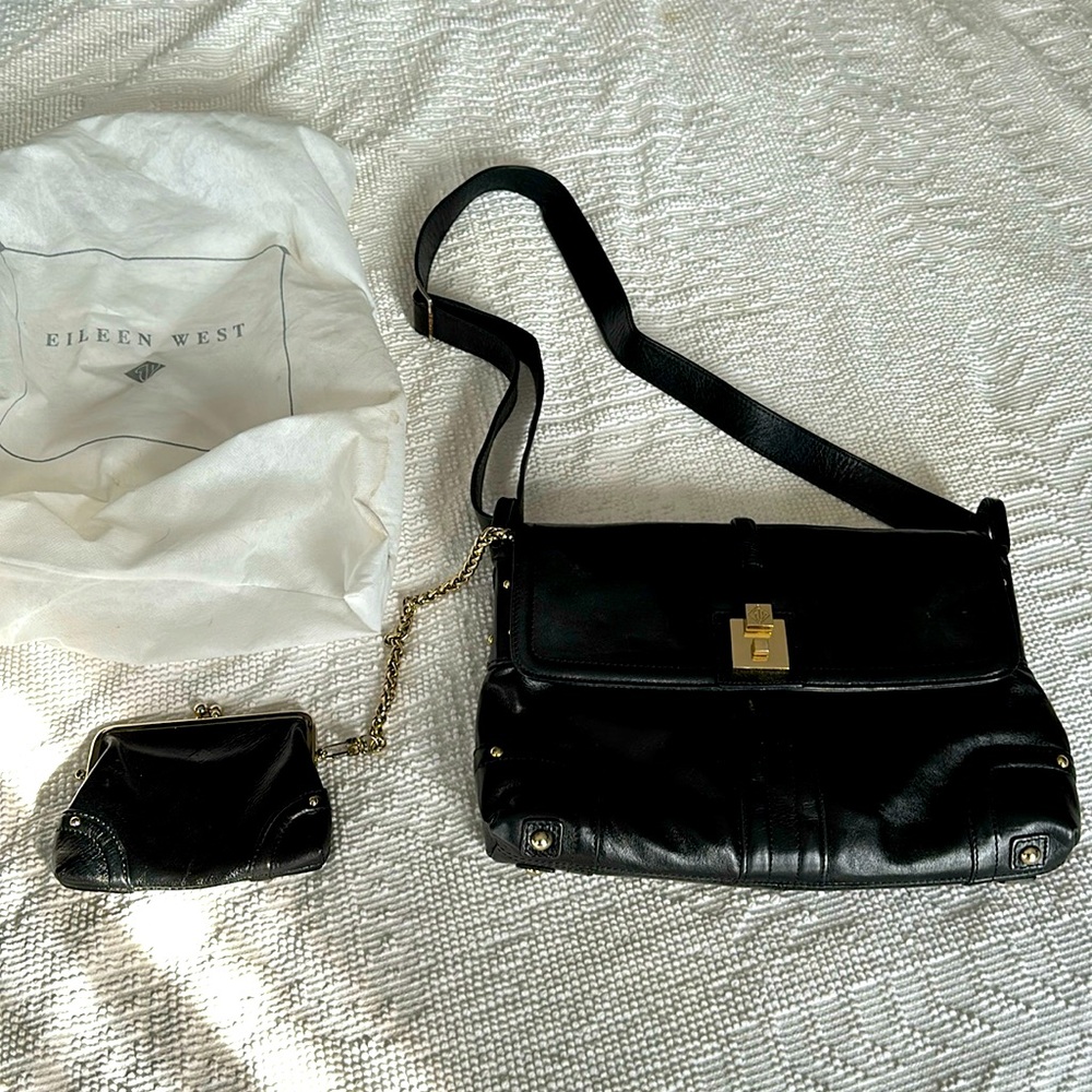 Eileen West classic black purse with lots of room for your items.